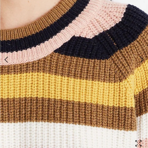 Madewell Striped Tilden Pullover Sweater Size Medium - Picture 4 of 7